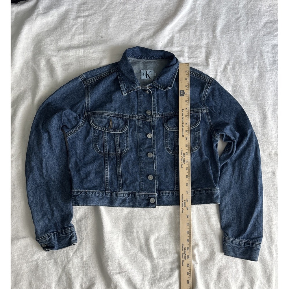 Vtg Jean Jacket Cropped Calvin Klein Denim 90s Y2K Rory Lorelai Gilmore Girls - Picture 8 of 13